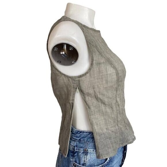 Takashi Maya New York Side Zip Grey Mesh Tank Top Size S - Picture 6 of 9